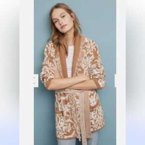 Anthropologie Akemi + Kin Fringed Intarsia Cardigan
